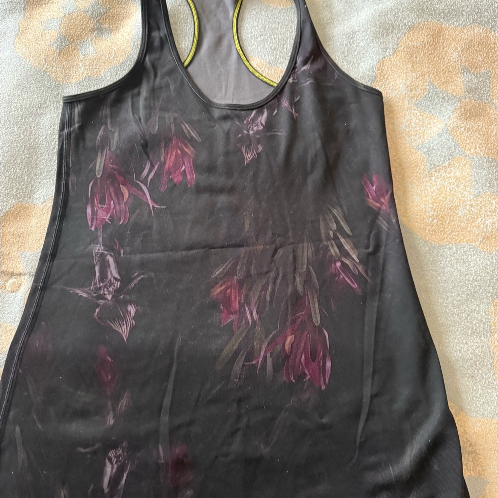 Lululemon Racerback Tank Top with Artistic Floral Design